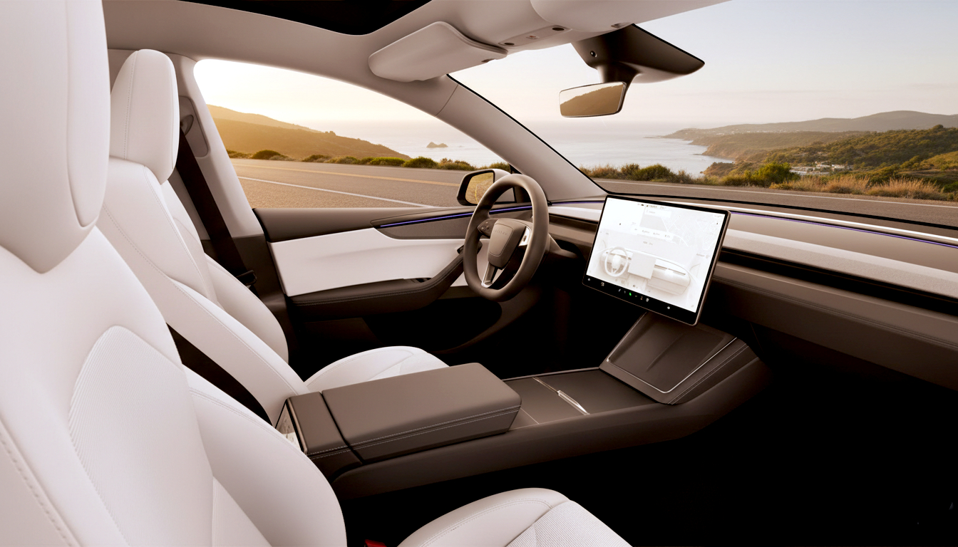 wnętrze tesli model y juniper 2025