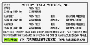 tabliczka znamionowa tesla